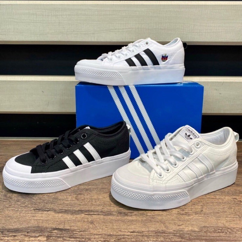 [ACS I KUN] Adidas Nizza Platform W รองเท้าผ้าใบพื้นหนาลําลองเพิ่มความสูง 4 ซม.