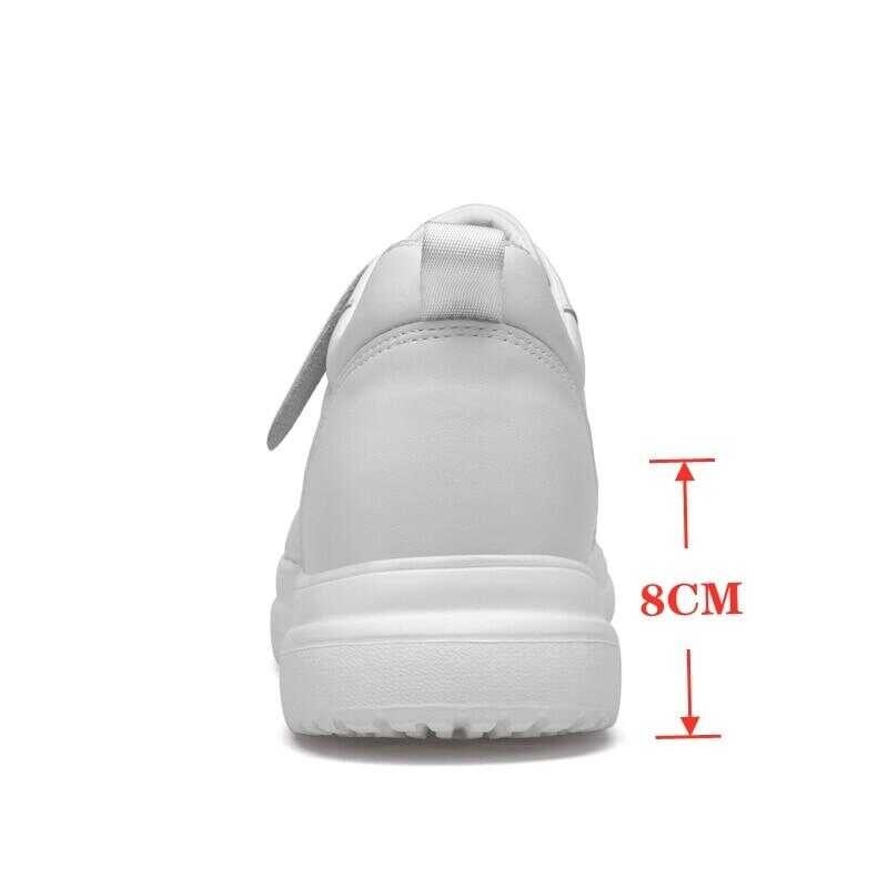 2 2 Men Sneakers Elevator Heightening Height Increase Insole 7-8Cm High Heels Genuine Leather