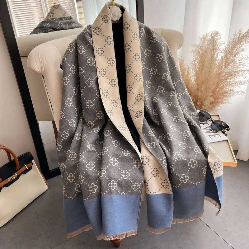 ❥ Winter Cashmere Scarf Women 2024 Design Warm Pashmina Blanket Poncho Scarves Female Shawl Wra