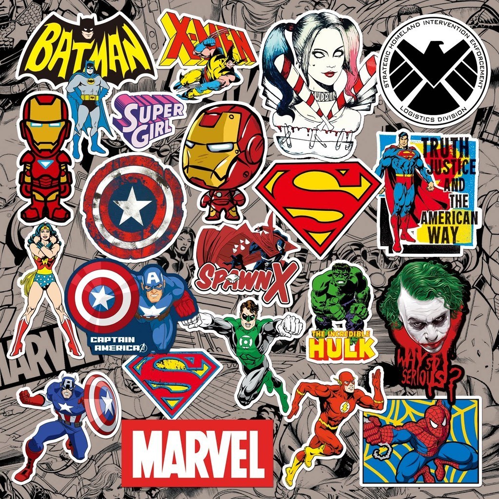 Marvel Super Comic Hero Superman Batman Iron Man กระเป ๋ าเดินทางกระเป ๋ าถือหมวกกันน ็ อคสติกเกอร ์ แล ็ ปท ็ อป
