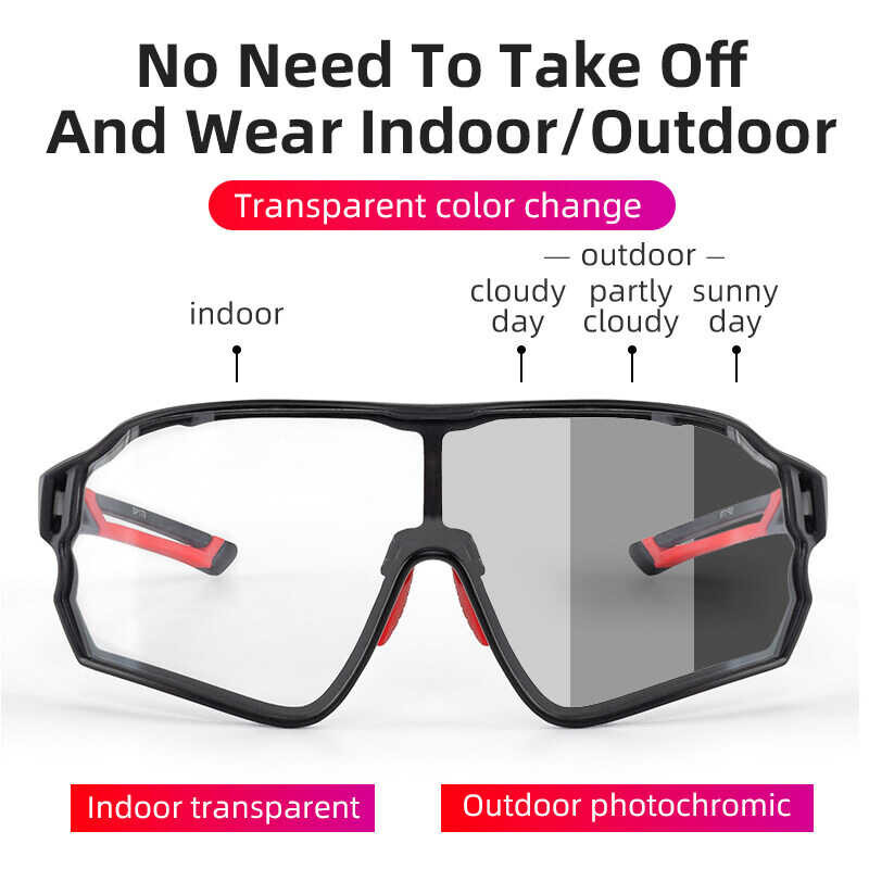 ❤ ROCKBROS Photochromic Polarized Glasses Men Women Sunglasses With Myopia Frame Sports Cycling E