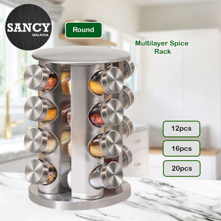 Sancy Multilayer Spice Rack Rotatable 360 Degree Spice Jar Spices Canister Spices Container Herb Seasoning Bottle