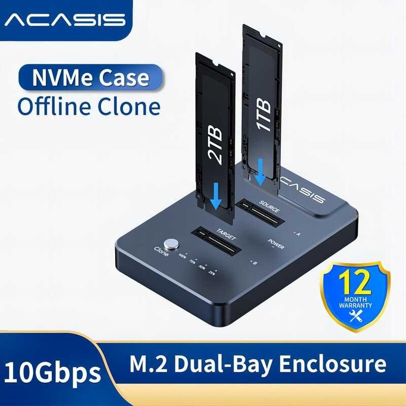 M.2 ACASIS NVMe Dual Bay Replica Offline Clone USB C ถึง NVME Docking Station 10Gbps สำหรั