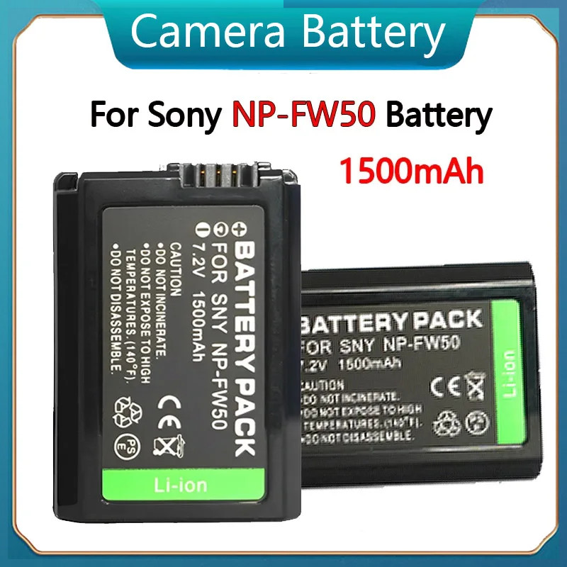 แบตเตอรี่ดิจิตอล1500mAh สำหรับแบตเตอรี่ Sony NP-FW50 ZV-E10 A6500 A6400 A6300 A6000 NEX-5C NEX-3แบต