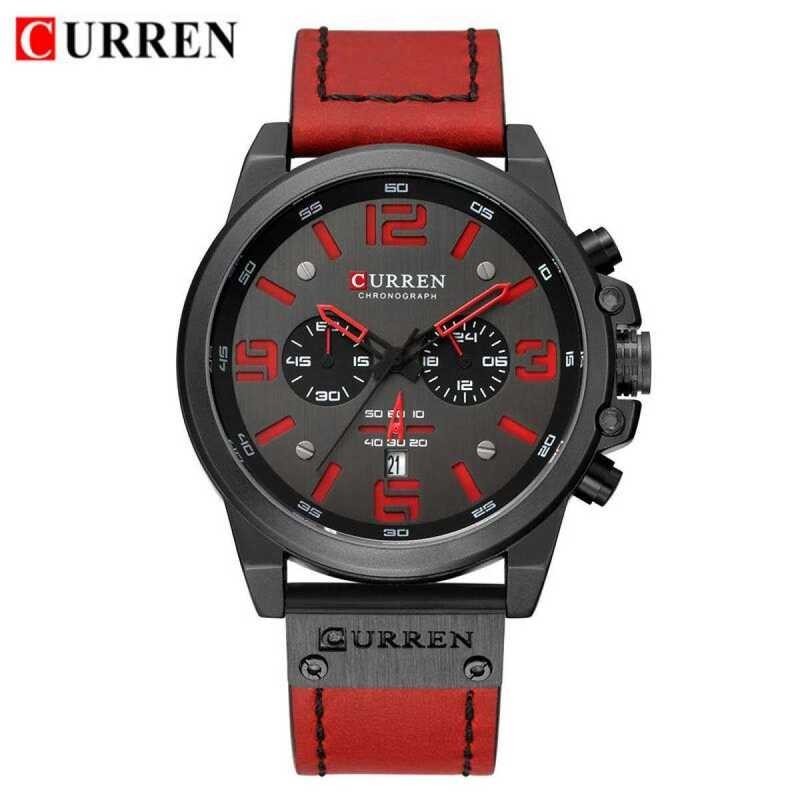 Brand Fashion CURREN Casual Sport Waterproof Complete Calendar Chronograph Leather Quartz Men Watch