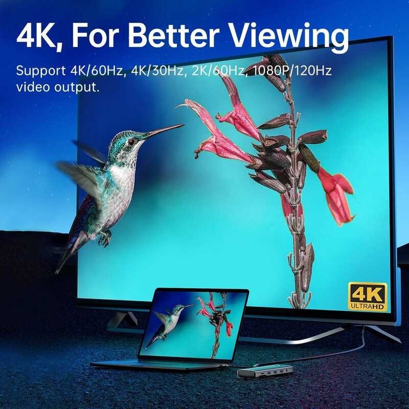 Docking ORICO Hub Station Type C HUB to 4K60Hz HDMI-compatible USB 3.0 Adapter RJ45 PD100W Charge F 