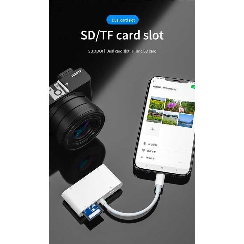 OTG 6-in-1 IPhone HDMI digital AV TF SD card USB camera adapter compatible iPhone Pad support MIDI