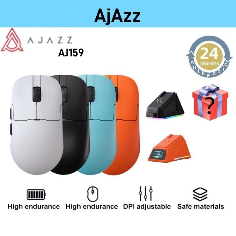 Ajazz AJ159 APEX เมาส ์ เกมสามโหมดไร ้ สาย 3950 พร ้ อมฐานชาร ์ จรองรับ 1k/8k