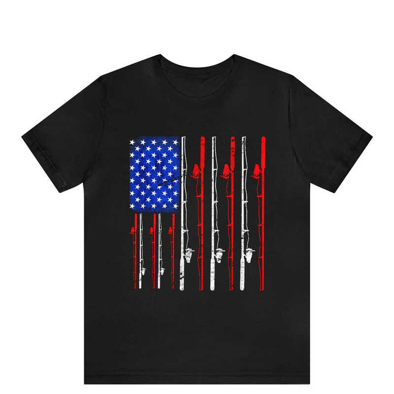 American Flag Fishing Rod Fishing Lover Shirt ,Fishing American Flag T-Shirt