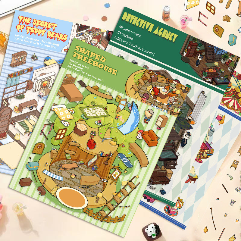 Kowei 3 ชิ้น Secret Base Series 3D กันน้ํา Vintage ทิวทัศน์สติกเกอร์สําหรับสาวสมุดภาพตกแต่งธีมลึกลับ Journal อุปกรณ์เสริมเครื่องเขียนหัตถกรรมอุปกรณ์