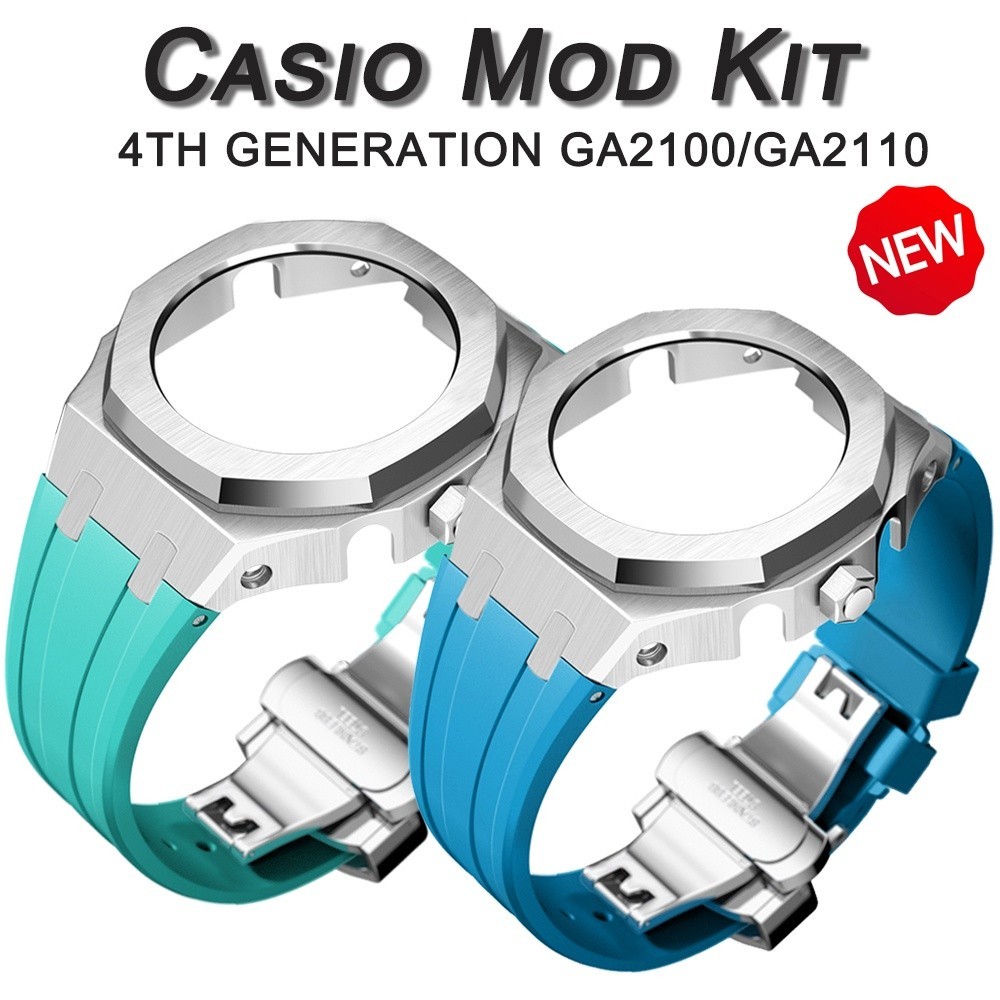 สายนาฬิกาข้อมือ ยาง และเหล็ก สําหรับ GA2100 G shock Casioak Mod GEN4 4th Generation GA2100 2110