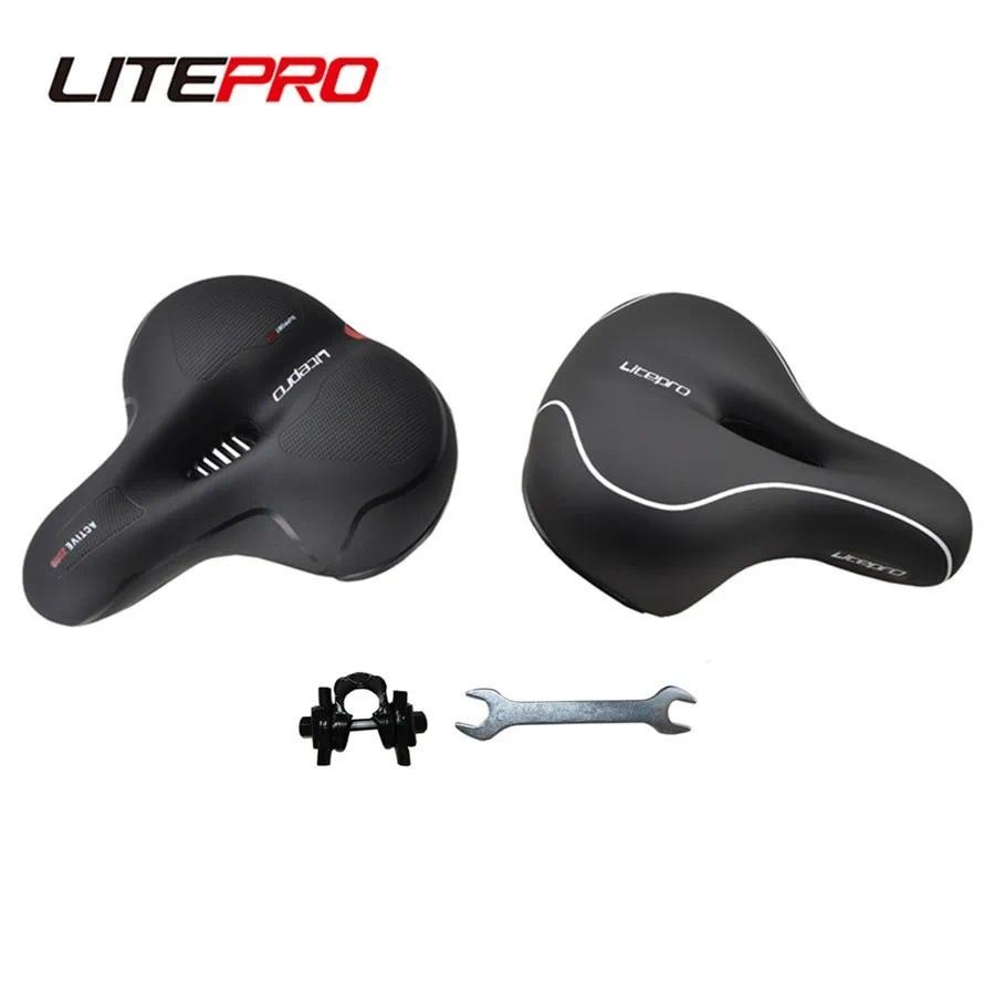 Litepro อานเบาะฟองน้ํา หนัง กันฝน ขนาดใหญ่ สําหรับรถจักรยานเสือภูเขาแบบพับ