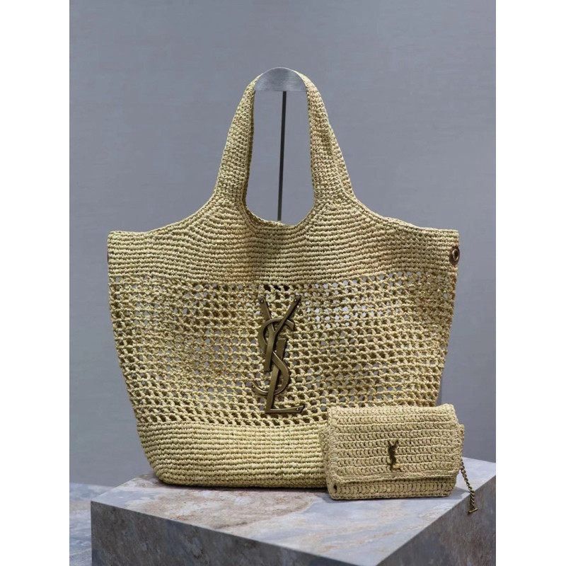 ♞,♘,♙YSL ICARE IN RAFFIA(Ori)VIP size 3755 X 43 X 5 CM / 14.621.7 X 16.9 X 2cm.