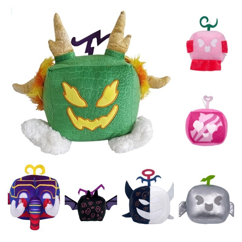Blox Fruits 15CM Roblox Blox Fruits Game Plush Toy Fruit Leopard Pattern Box Plush Toy Soft Stuffed Fruits Toy ของขวัญคริสต์มา