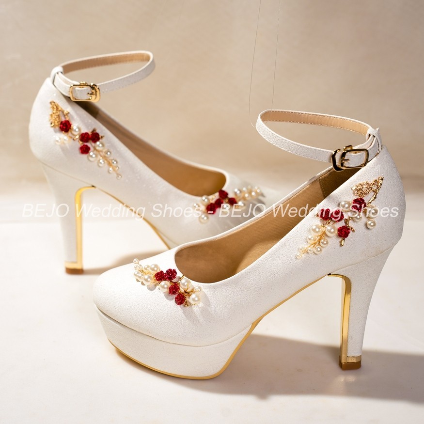 High-quality Wedding Shoes Bejo H74.05 Red Flower Bud Boat