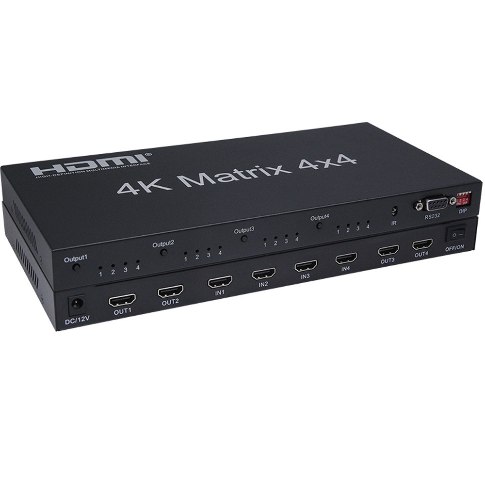 Hdmi 4X4 Matrix HDMI 4 in 4 out Matrix Switcher กล ่ อง HDMI Matrix 4X4 4K/60Hz HDCP 2.2 พร ้ อม RS232 &amp;IR รีโมทคอนโทรล