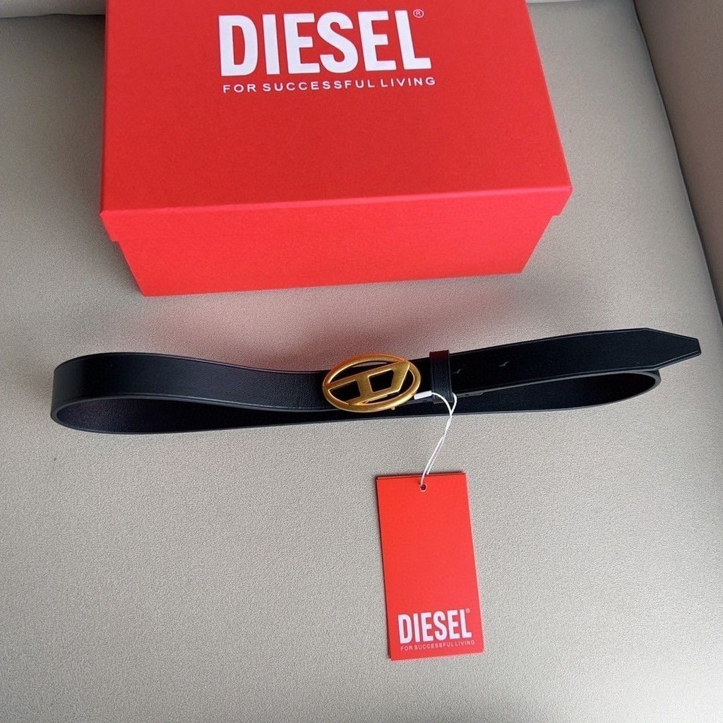 Diesel เข็มขัดหนังวัวสองด้าน คุณภาพสูง อินเทรนด์เรียบง่าย สําหรับผู้หญิง