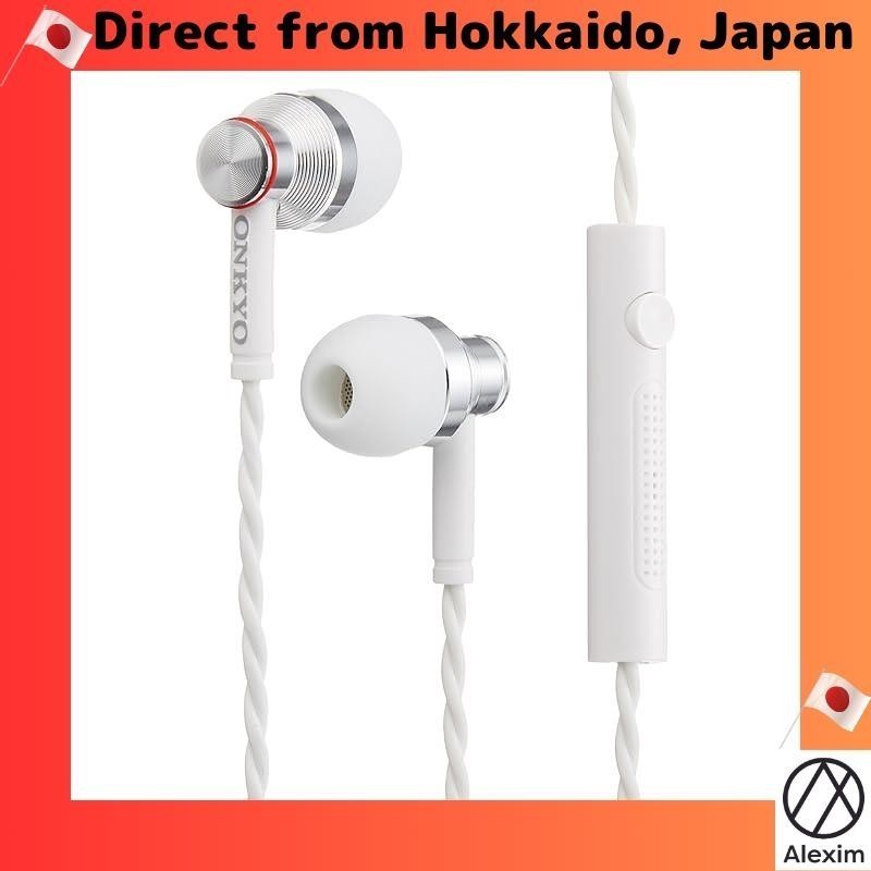 [ส่งตรงจากญี่ปุ่น]Onkyo หูฟังอินเอียร์ กึ่งเปิด พร้อมไมโครโฟน สีขาว E300Mw
