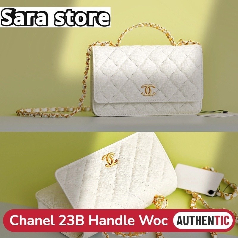 B ใหม ่ Chanel Pearl Handle Woc Caviar AP Sheepskin กระเป ๋ าสะพายไหล ่ ผู ้ หญิง