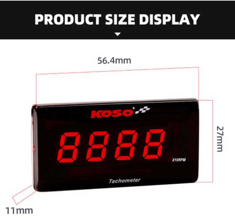 ❤ KOSO Per Min Dtv-0-20000Rpm, Round Motorcycle LED Digital Waterproof Hour Meter Multi-Purpose S