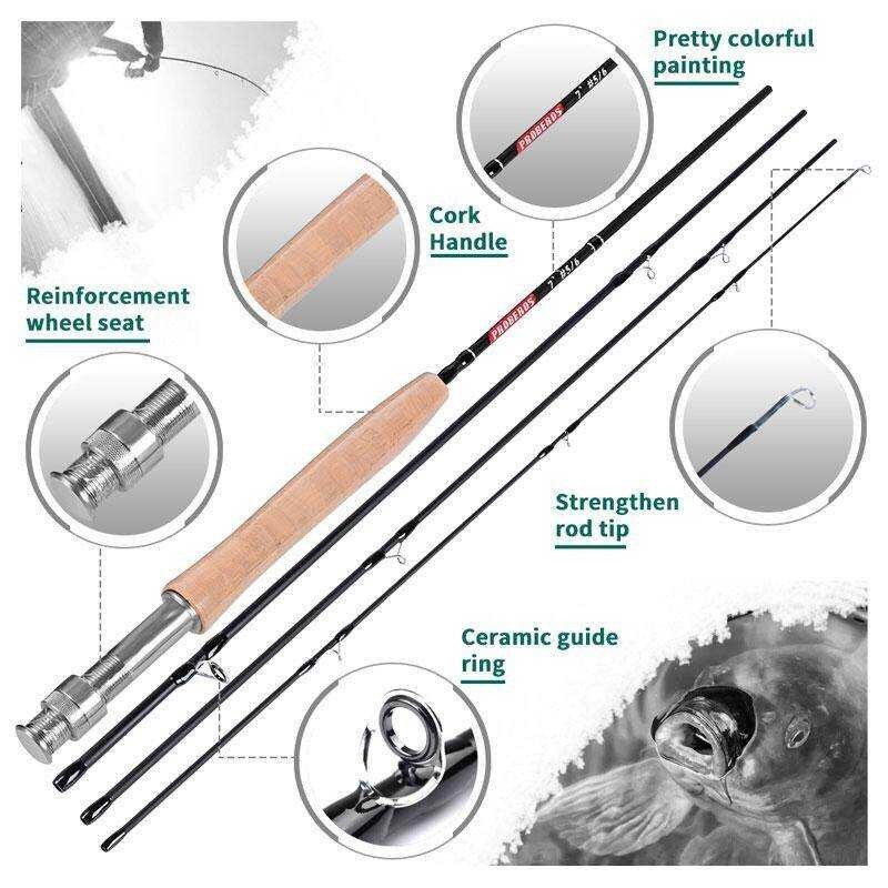PROBEROS 1Pc Japan Carbon Fiber 7Ft 2.1M 4 Section Line Wt 3/4 5/6 7/8 Soft Cork Handle Fly Rod Fis 