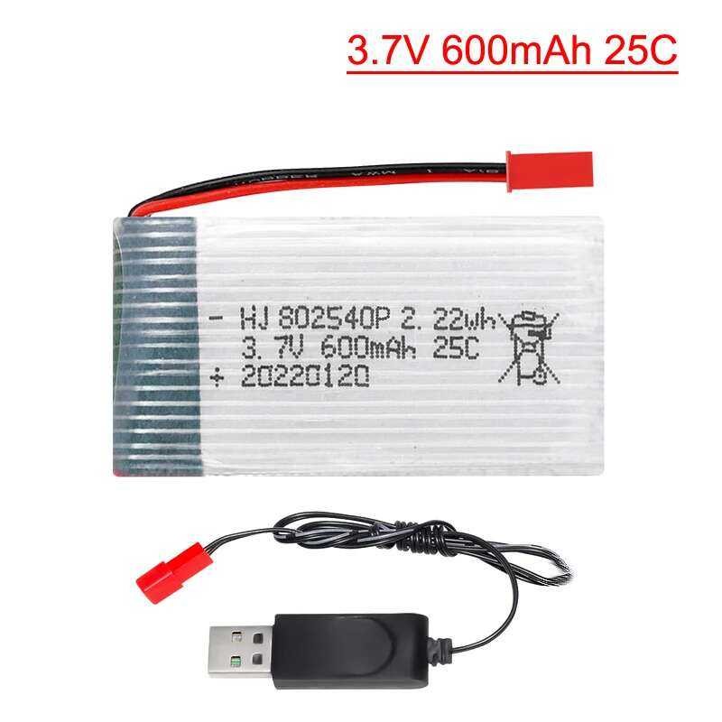 ❥ 852540 3.7V 600Mah Lipo แบตเตอรี่ JST ปลั๊กและสาย USB สำหรับ SYMA X5c X5c-1 X5 H5c X5sw ชิ้นส