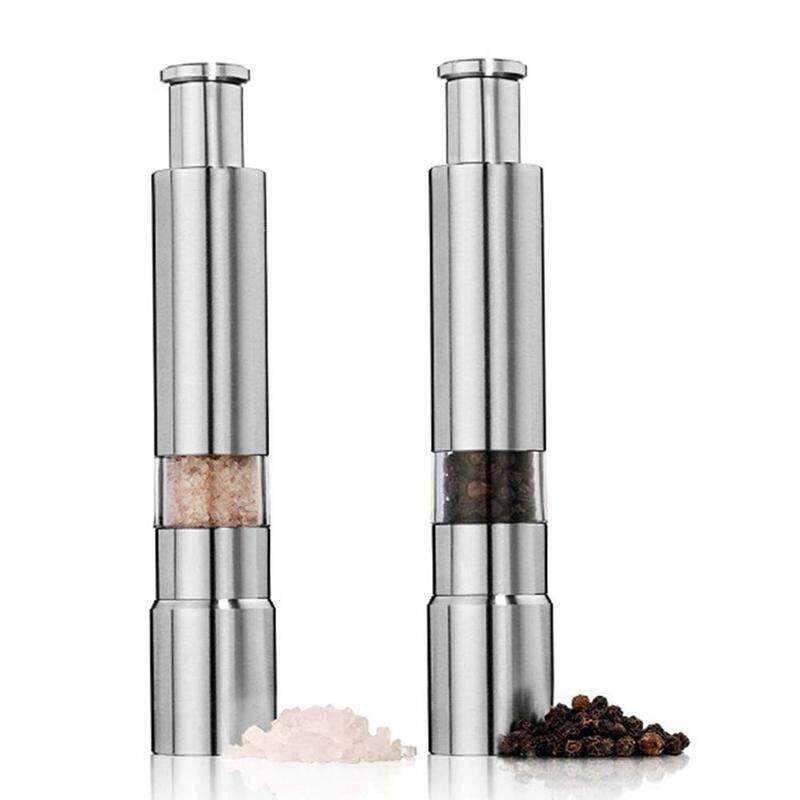 And Salt Pepper Mill Set, Stainless Steel Salt And Pepper Grinder Durable One Hand Operation Salt