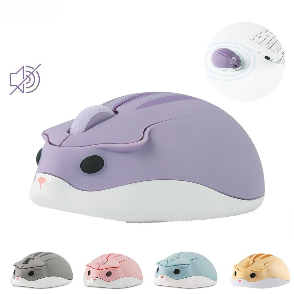 เมาส์คอมพิวเตอร์ไร้สาย การออกแบบหนูแฮมสเตอร์ 3D น่ารักการ์ตูนสัตว์ Ergonomic Optical Mouse พร้อมตัวรับสัญญาณ USB 1200DPI เมาส์เงียบสําหรับโน้ตบุ๊ค