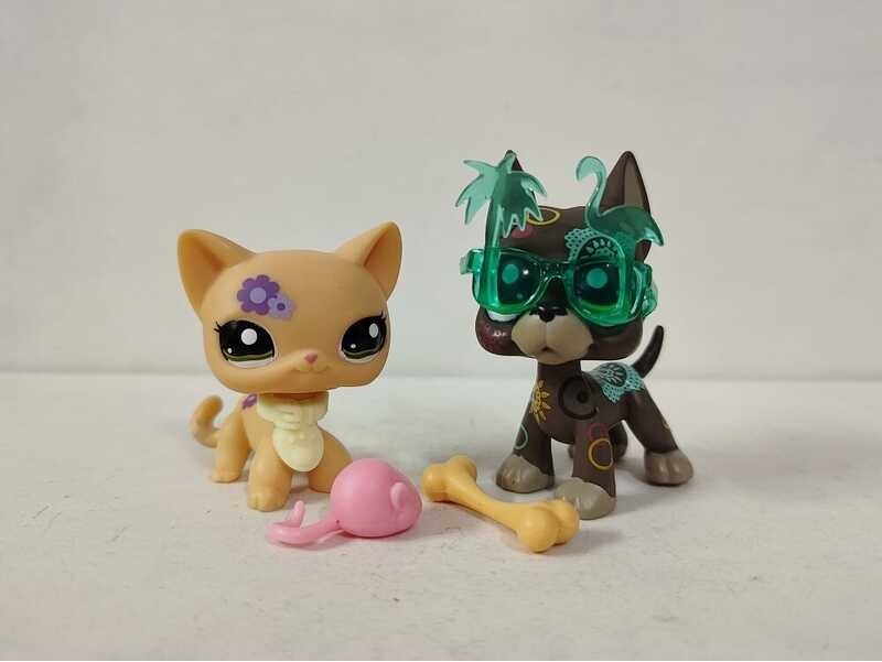 2Pcs/Lot LPS Toy Pet Shop Cat Dog #1962#1439 W/Accessories Littlest Pet Shop Kid Toy