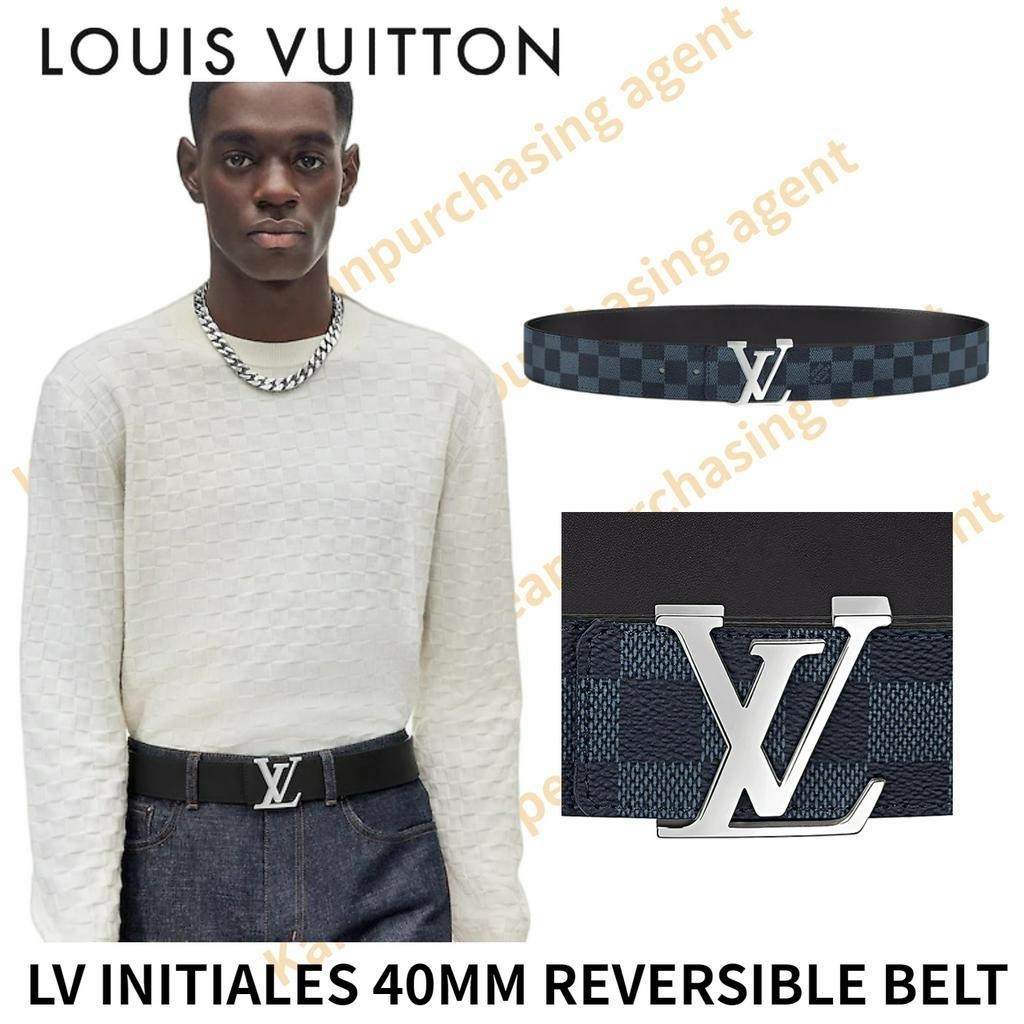 ♞,♘Louis Vuitton LV INITIALES 40MM REVERSIBLE BELT Classic models Men's Calfskin Belt Made in Franc