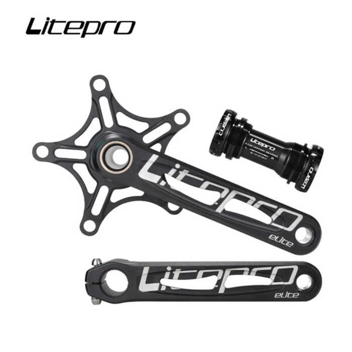 ❤ Litepro MTB Folding Bicycle Elite Hollow Integrated Crankset BMX Bike Aluminum Alloy 5 Claws Cr