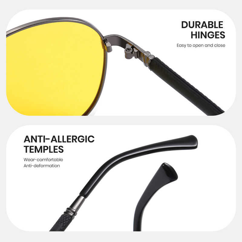 ❤ Cyxus Prolarized Aviator แว่นกันแดดสำหรับผู้ชาย Memory Beam Design แว่