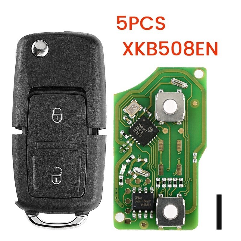 XKB508EN ลวด Universal Remote 2 ปุ่ม Fob VW B5 สไตล์สําหรับ VVDI Key เครื่องมือ 5 ชิ้น/ล็อต
