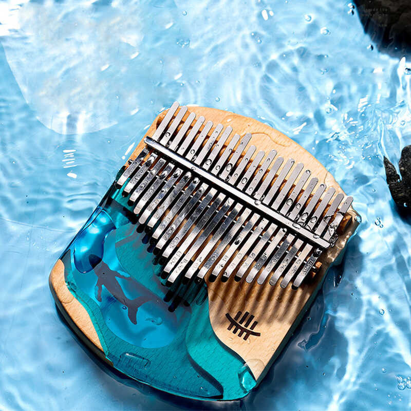17/21 Hluru คีย์ Kalimba ทะเลปลาวาฬสีฟ้าและแมงกะพรุนออกแบบร