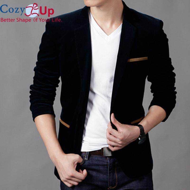 Mens Fashion COZY Blazer สไตล์อังกฤษแบบสบายๆ SLIM FIT ชายเสื้อชายเส