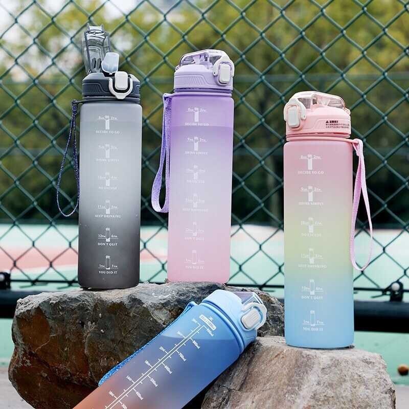 Liter 【hot】 1 Motivational Water With Straw with TimeLeakproofWater Bottle for Gym Camping Tour Time