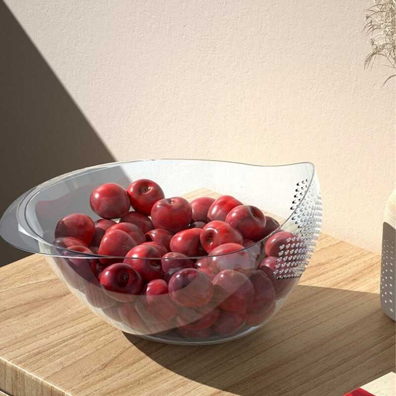 ☎☏ Sieve Plastic Colander With Handles Rice Bowl Strainer Basket Sink Drain Kitchen Tools