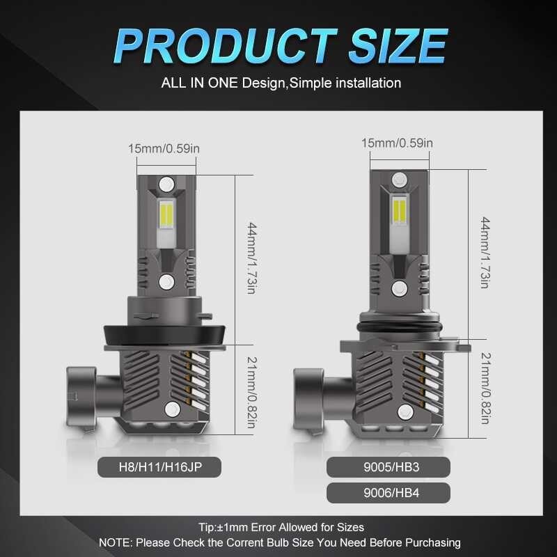 MAXGTRS 2X H11 H9 H8 Canbus No Error H10 9005 9006 H16jp Hb3 Hb4 LED Fog Lamp Bulb 6500K 3000K Dayt