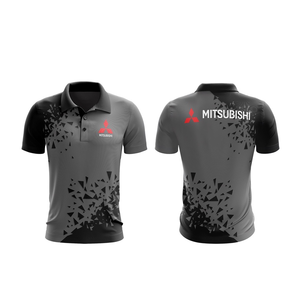 MITSUBISHI เสื้อโปโลผู้ชาย 3ง มิตซูบิชิ พิมพ์เสื้อโปโลแขนสั้นเสื้อยืดแห้งเร็วระบายอากาศ