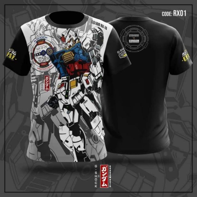 ข้อเสนอ Thirt Sublimation Gundam Edition เสื้อยืดแขนสั้นทรงหลวมกลางแจ้งแบบสบาย ๆ  ﻿