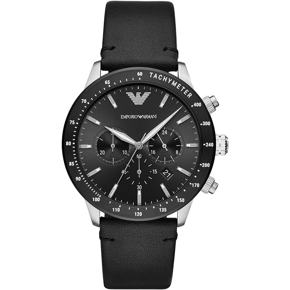 ♞,♘,♙Emporio Armani AR11243 -43mm Men's Chronograph Black Leather Watch AR11241