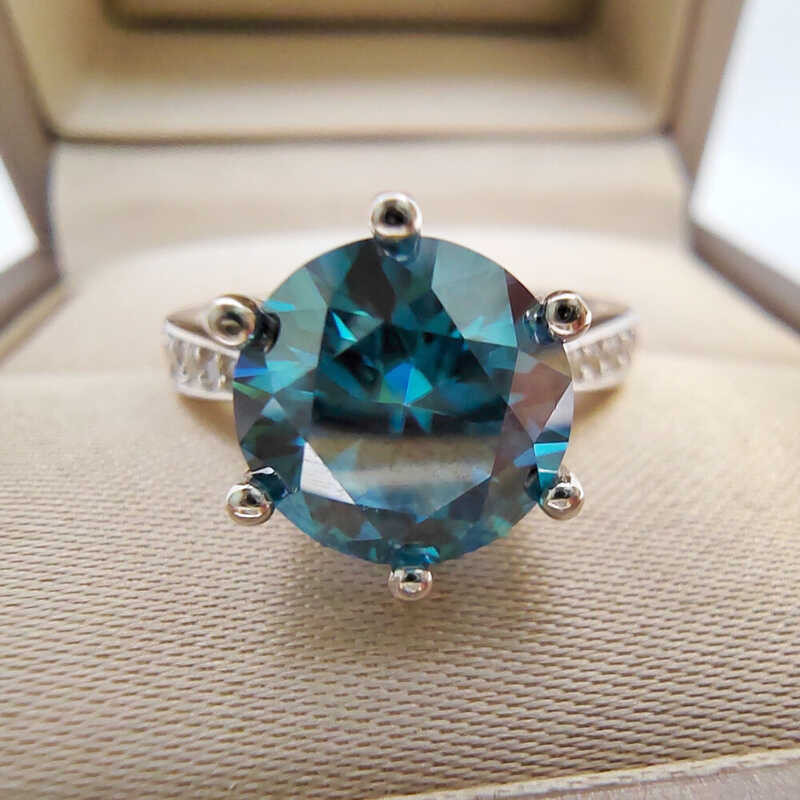 Blue Mosantine 2CT/3CT Women's 9MM Passed Diamond Test 100% - S Sier Jewelry Anniversary Ring Party 