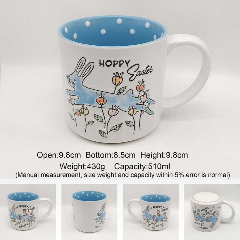 540ML Palm 【hot】 of the Indian Nordic Small Fresh Hand painted Contrast Color Ceramic Country Bre