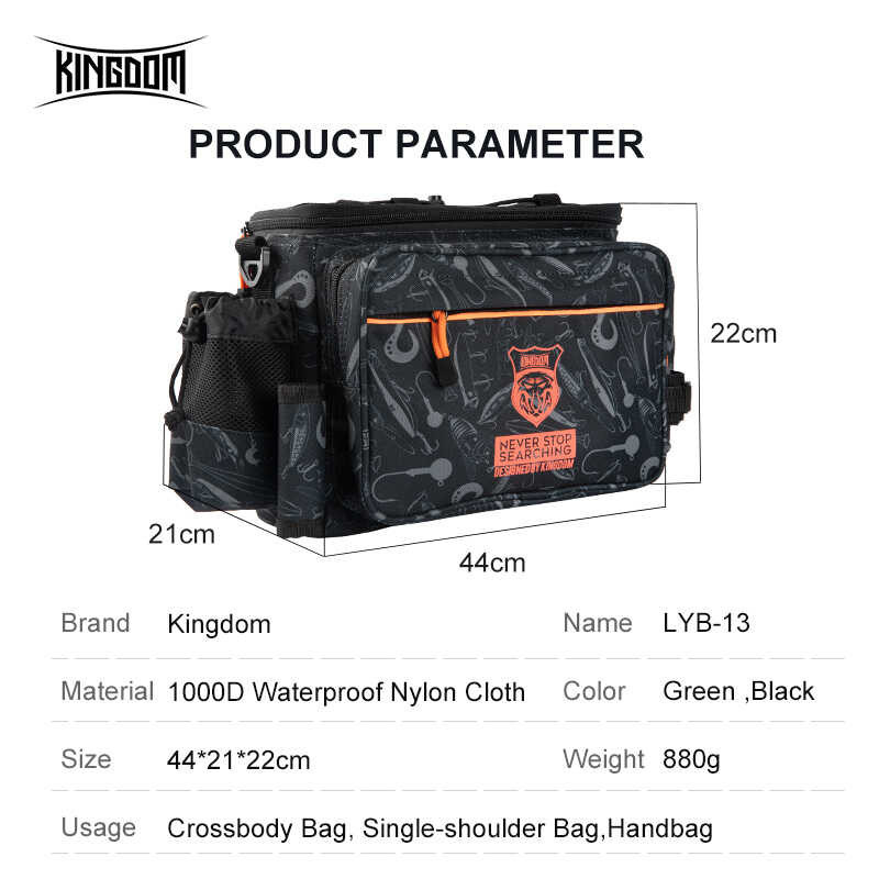 ➧ Kingdom Multifunction Fishing Tackle Pack 44 21 * 22 ซม. 1000D ไนล่อนกันน้ำค