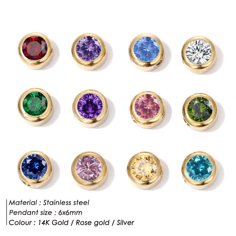 10Pcs Visunion สแตนเลสสตีล Charm Rhinestone สร้อยคอจี้แฟชั่น Birthstone สำหรับทำเค