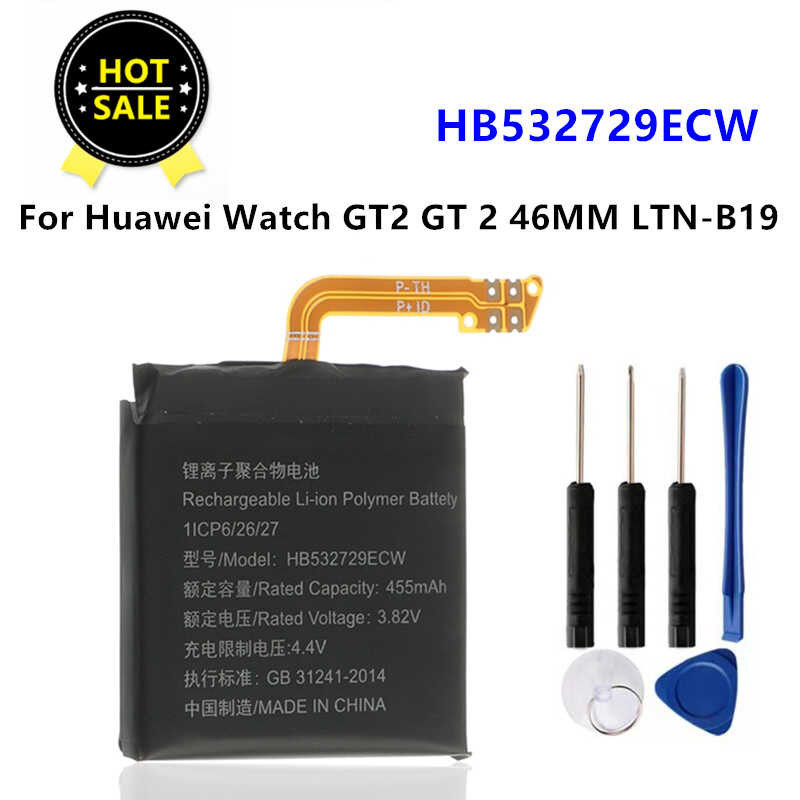 HB532729ECW 8 แบตเตอรี่ 455mAh สำหรับ Huawei Watch GT2 GT 2 46 มม. L-B19 แบต