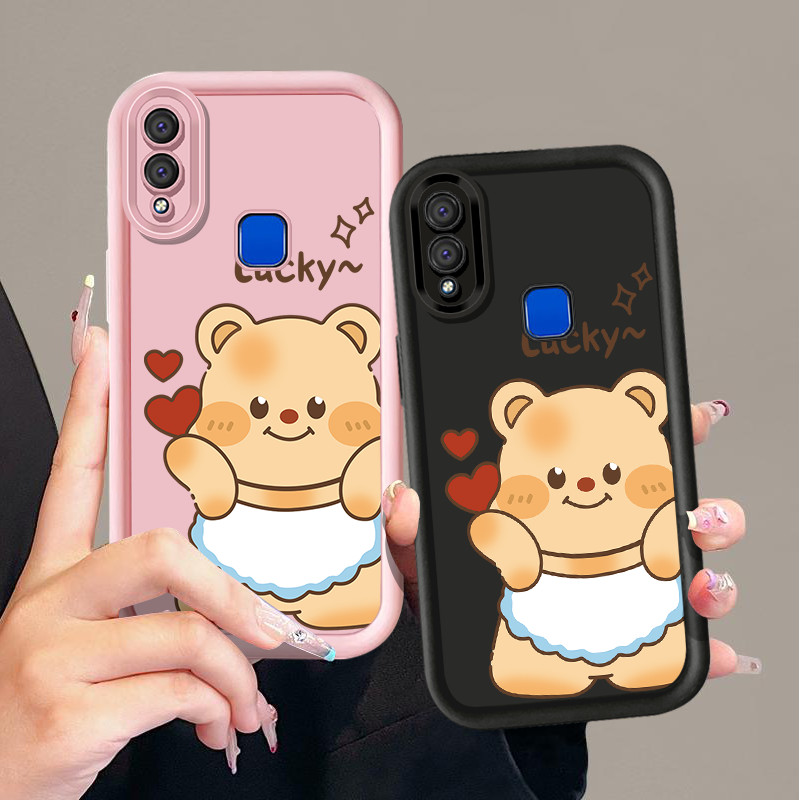 น่ารักเนยหมีการ์ตูนเคสโทรศัพท์สําหรับvivo Y36 Y50 Y51 Y51S Y55/Y75 Y77 Y78 Y91 Y91C Y93 Y95 Y65 Y66 Y67 V5 Y71 Y71 Y71iซิลิโคนอ่อนนุ่มTPU Protectorกันกระแทก