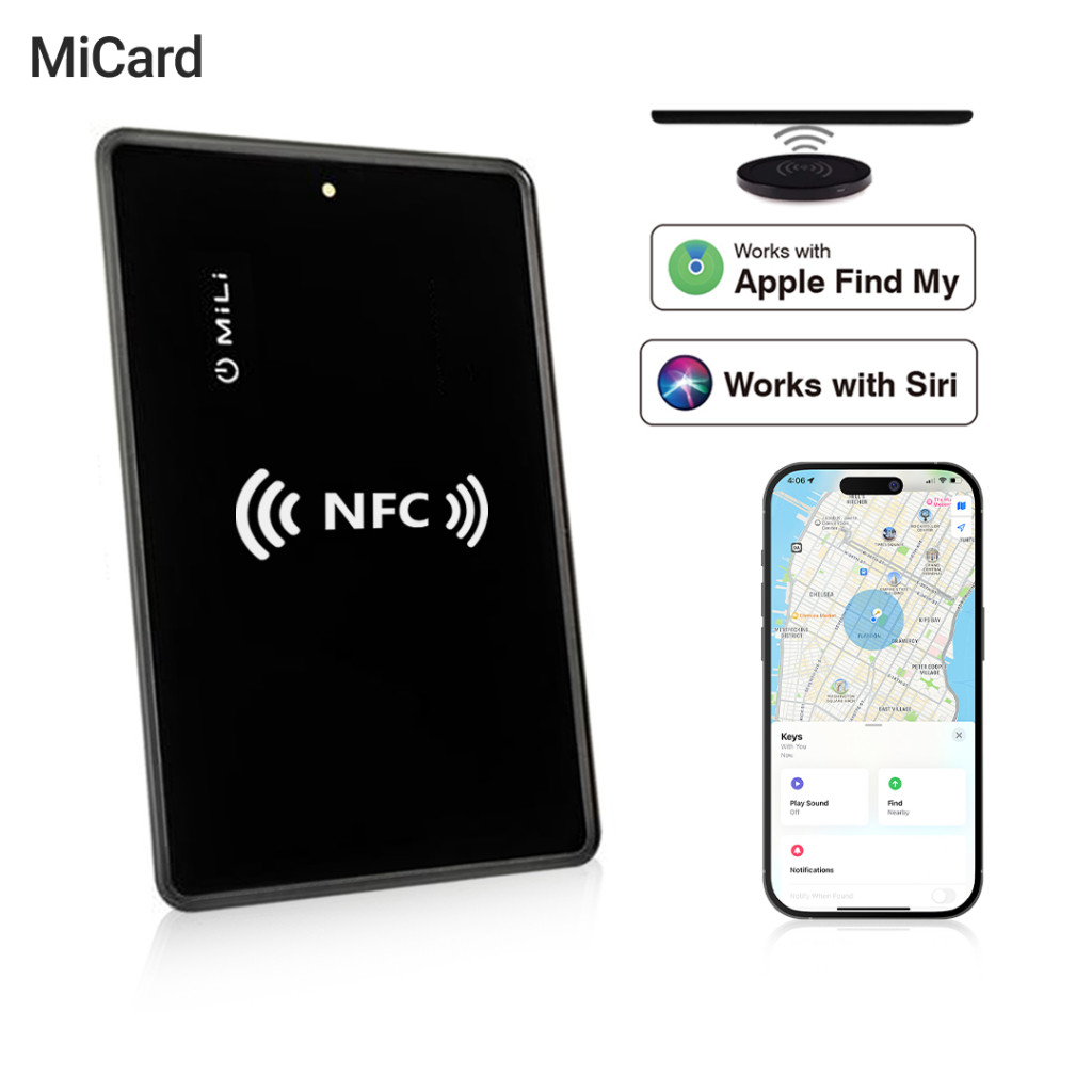 Micard การ์ดป้องกันการสูญหายอัจฉริยะแบบชาร์จไฟได้ 30-50 ม. รองรับการทํางาน NFC พร้อม Apple Find My