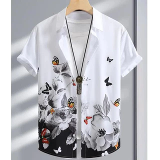 เสื้อเชิ้ตลําลองลายดอกไม้แฟชั่นสไตล์ฮาวายฤดูร้อนเสื้อเชิ้ตพิมพ์ลาย 3 มิติแขนสั้น ไม่จํากัดเพศ เรียบง่ายและอเนกประสงค์ ผ้าใส่สบาย