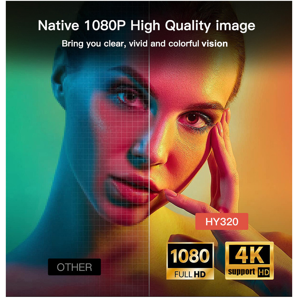 11 HY320 Android Pror 1920*1080P LYNCAST 4K Dual Wifi6 400ANSI BT5.0 Home Cinema Teaching Portable